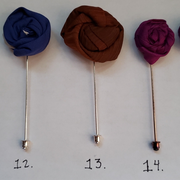 Hand sewn vintage kimono silk lapel stick pins - Picture 7 of 16
